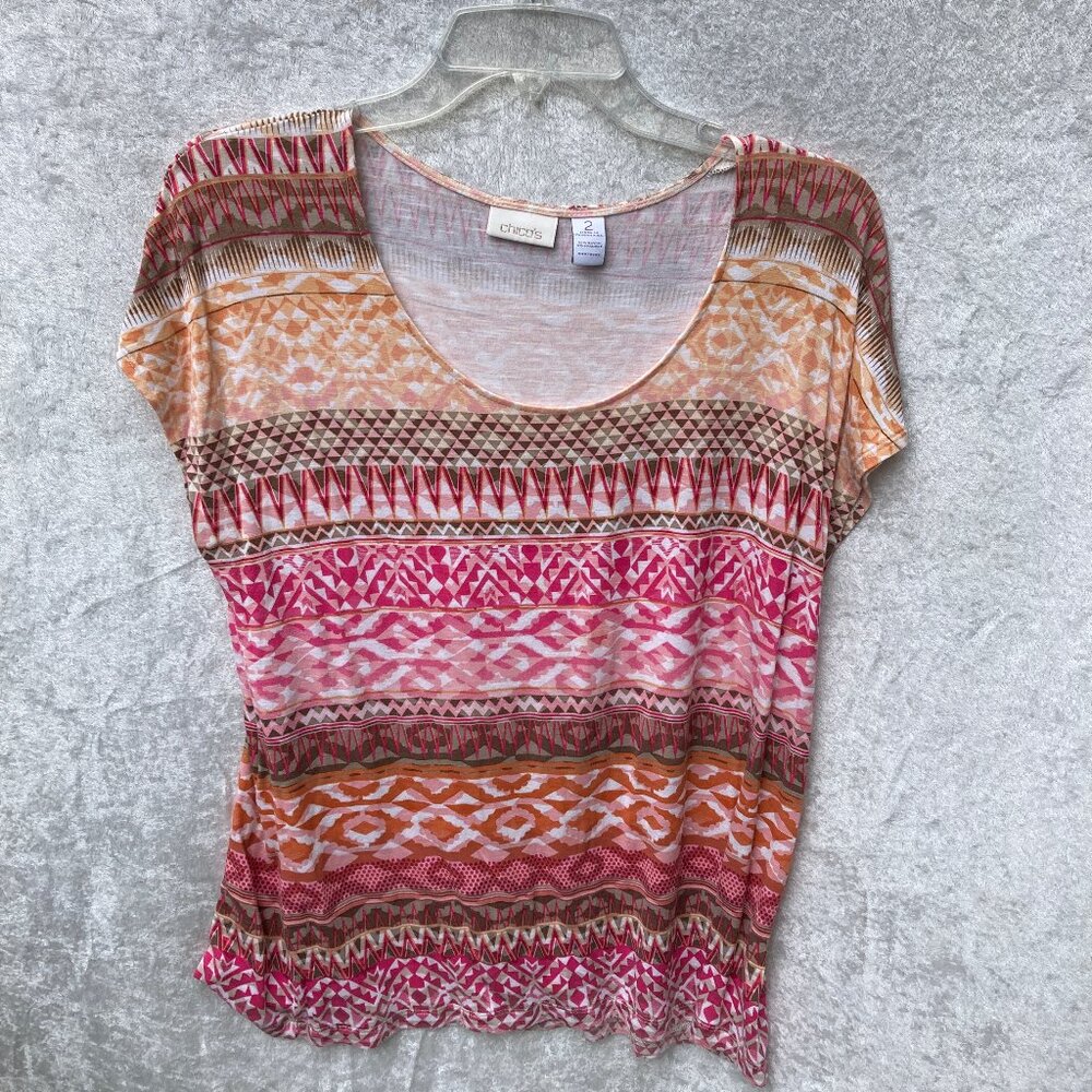 Chicos Size 2 tshirt geometric pattern
